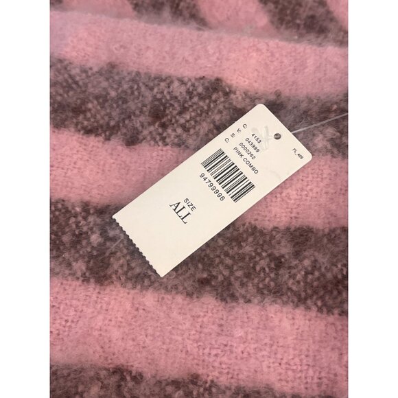 Anthropologie Pink & Brown Striped Fringe Scarf - Picture 4 of 8